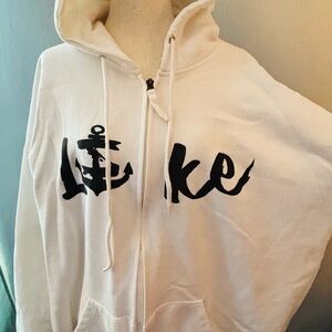 White Hoodie with Anchor Graphic